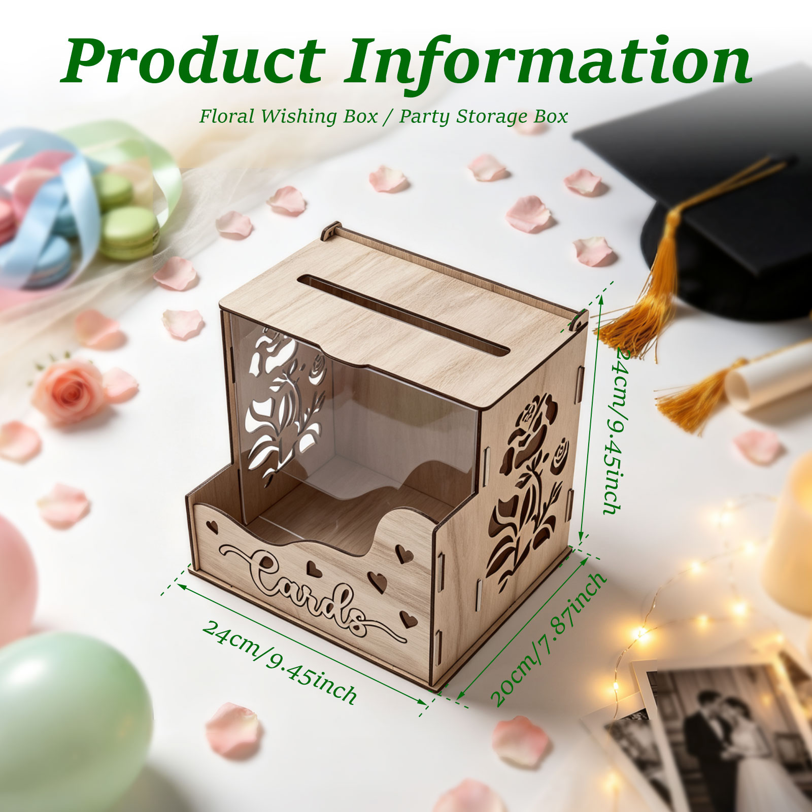 Wooden Party Card Box with Acr - огляд і ціна Wedding Card Box
