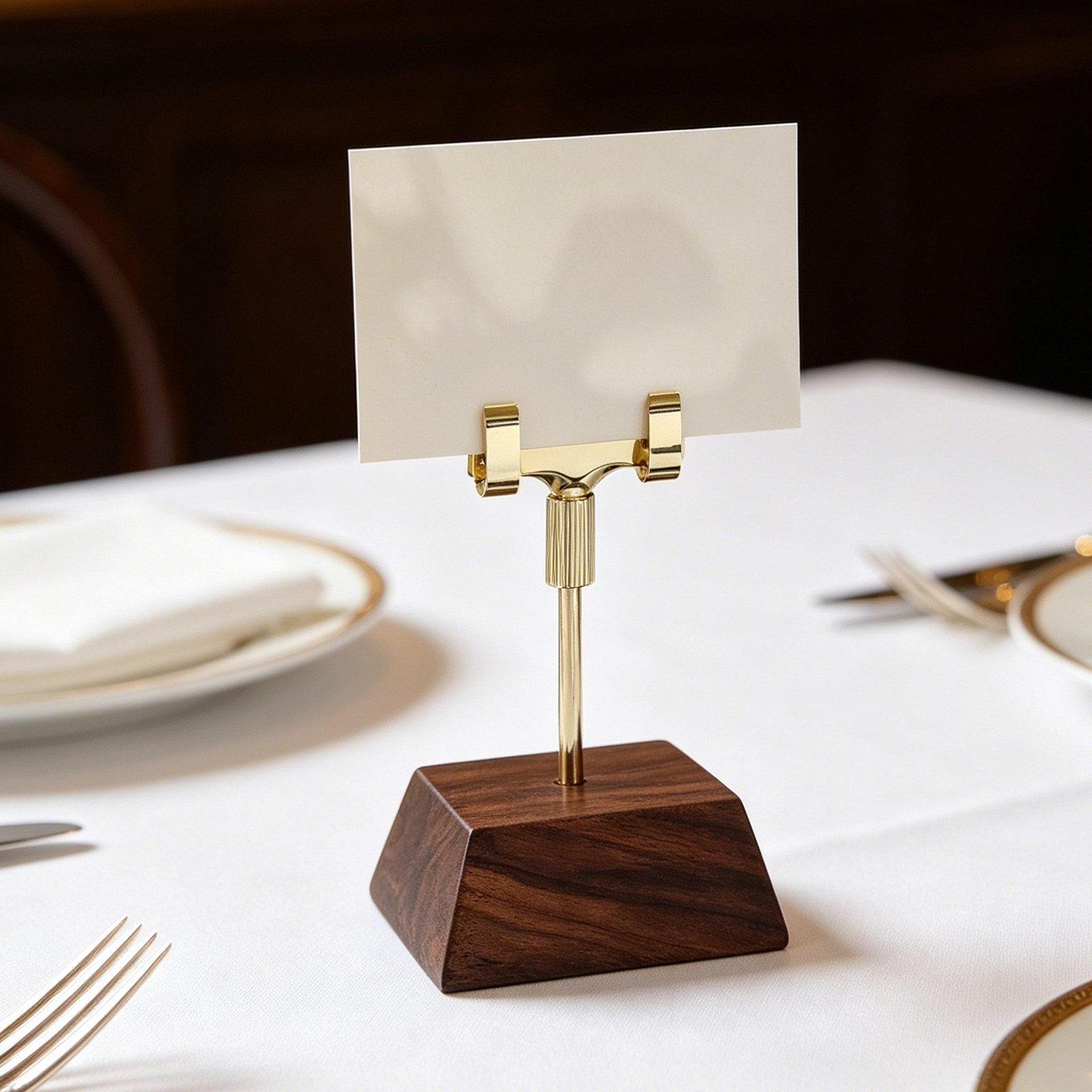 Walnut Card Holder Table Menu  - огляд і ціна Table Number Gold