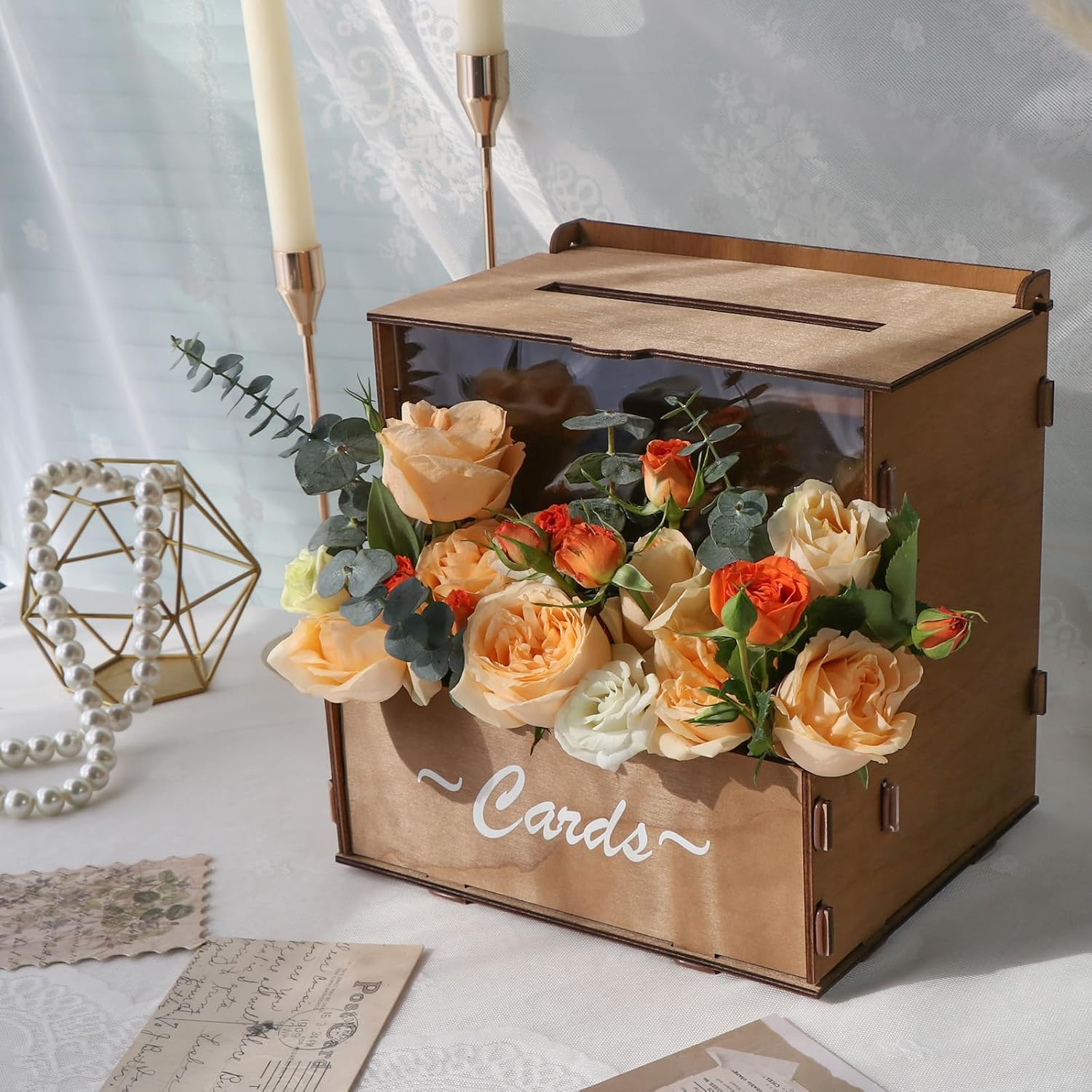 Wood Wedding Card Box with Flo - огляд і ціна Wedding Card Box