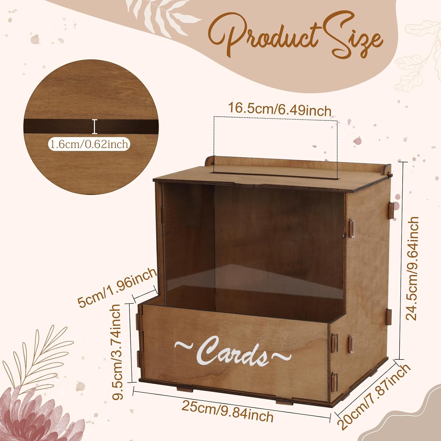 Wood Wedding Card Box with Flo - огляд і ціна Wedding Card Box