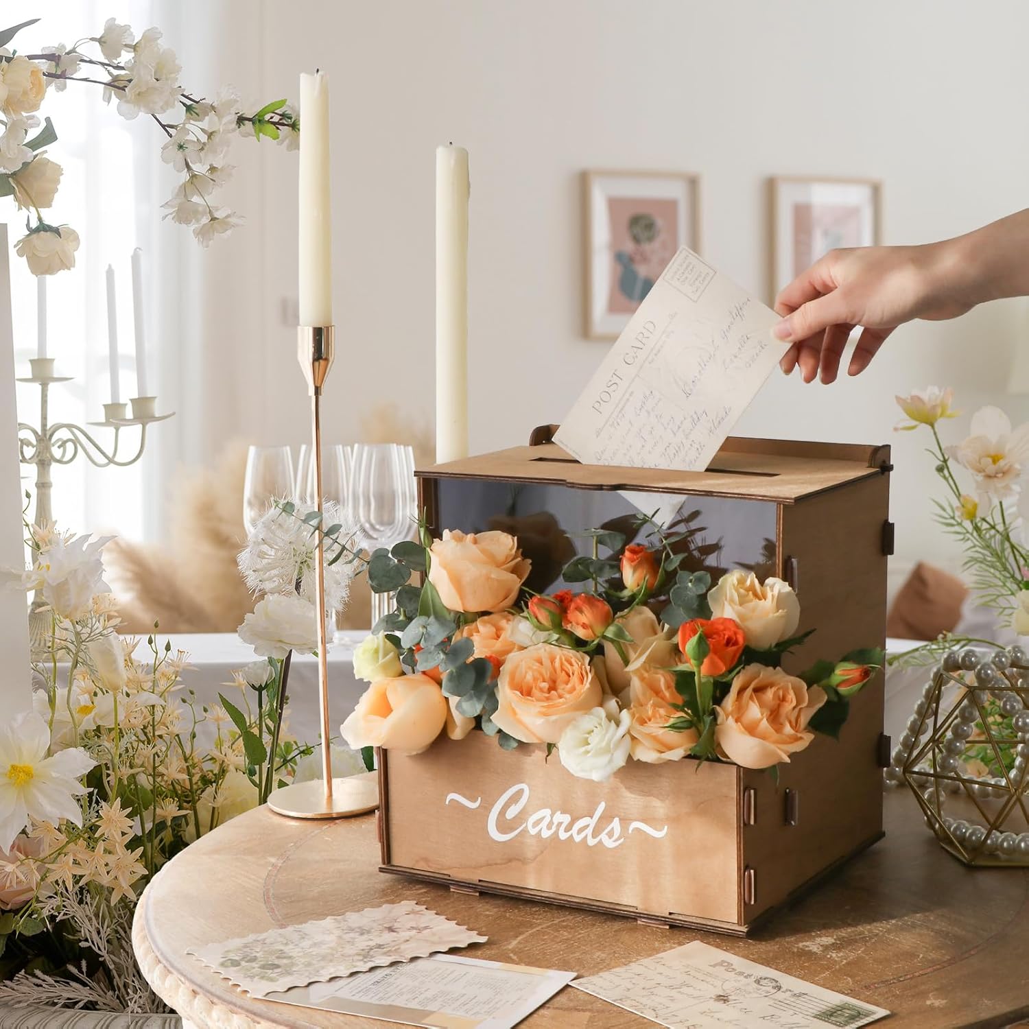 Wood Wedding Card Box with Flo - огляд і ціна Wedding Card Box